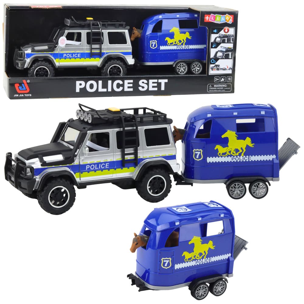 Terensko vozilo policijsko s prikolico za prevoz konj, luči, zvoki