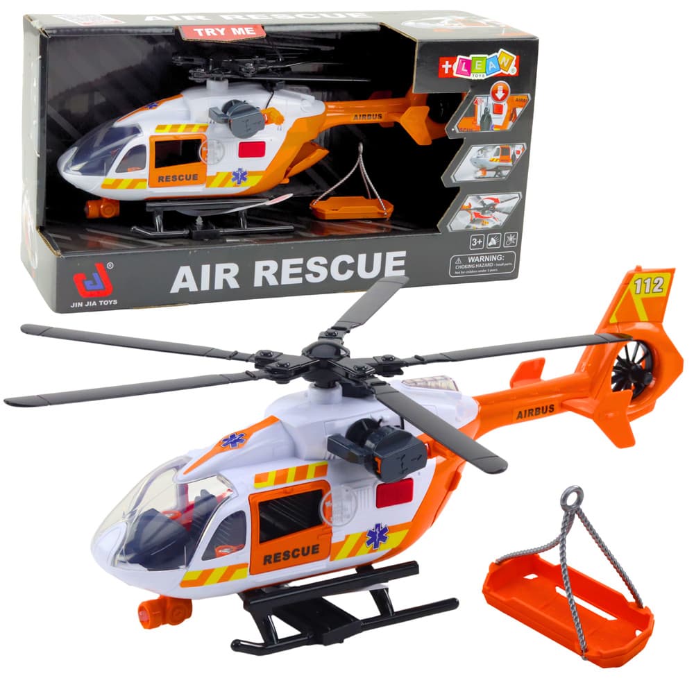 Reševalni helikopter LEAN TOYS: kljuka, nosila, luči, zvoki, 1:14