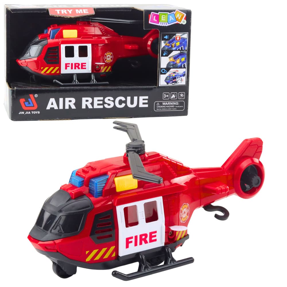 LEAN TOYS Gasilski helikopter z dvigalom, luči, zvoki