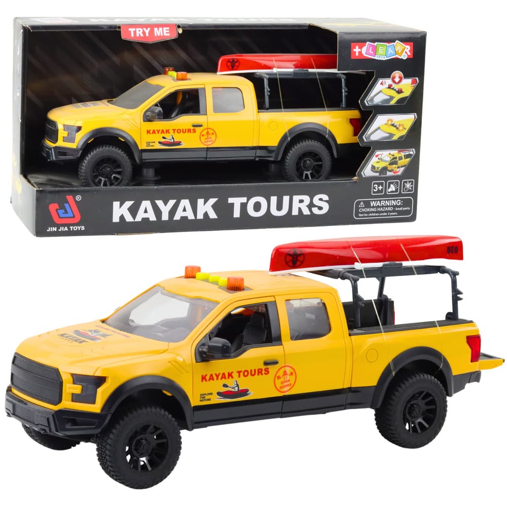 LEAN TOYS Terensko vozilo s kajakom (rumena, luči, zvoki)