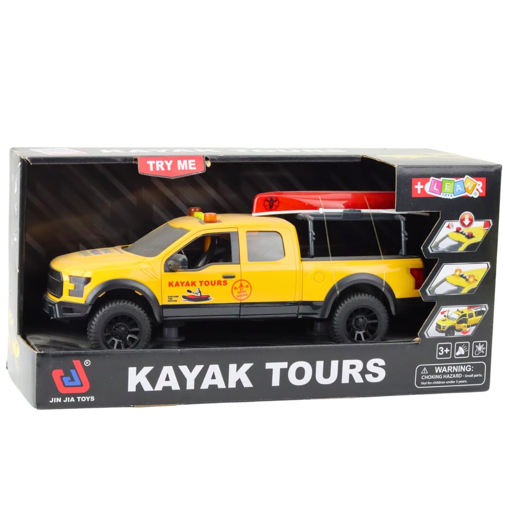 LEAN TOYS Terensko vozilo s kajakom (rumena, luči, zvoki) 4