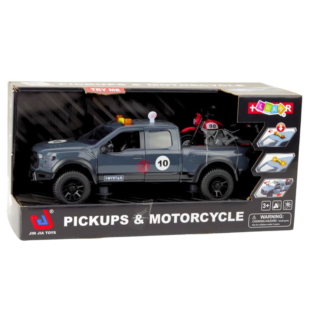LEAN TOYS Sivi pickup s motorjem (luči, zvoki, 1:12) 5