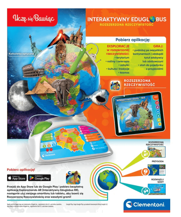 Interaktivni globus CLEMENTONI Eduglobus, slovenski jezik 6