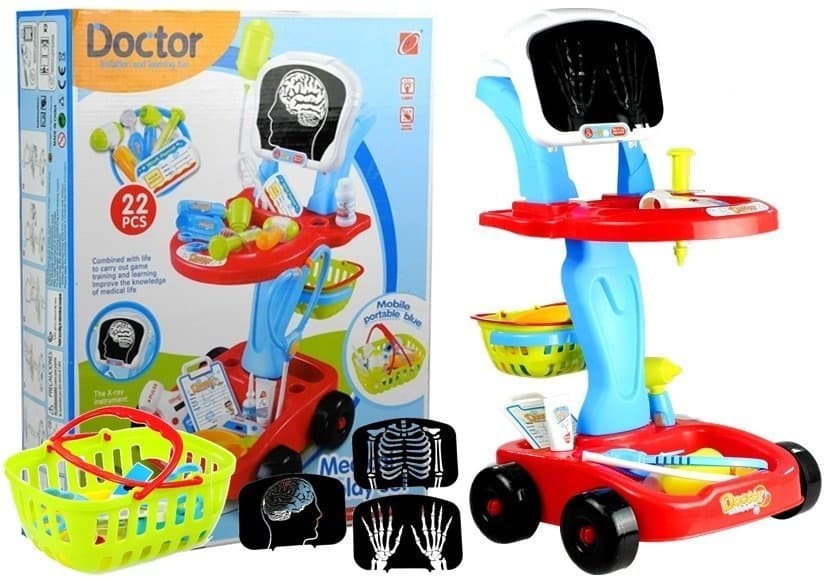 LEAN TOYS Prenosni zdravniški voziček z dodatki (22 delov)