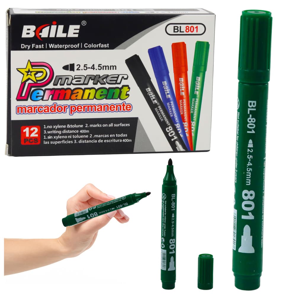LEAN Permanentni marker, zeleni, vodoodporen, 2,5-4,5 mm