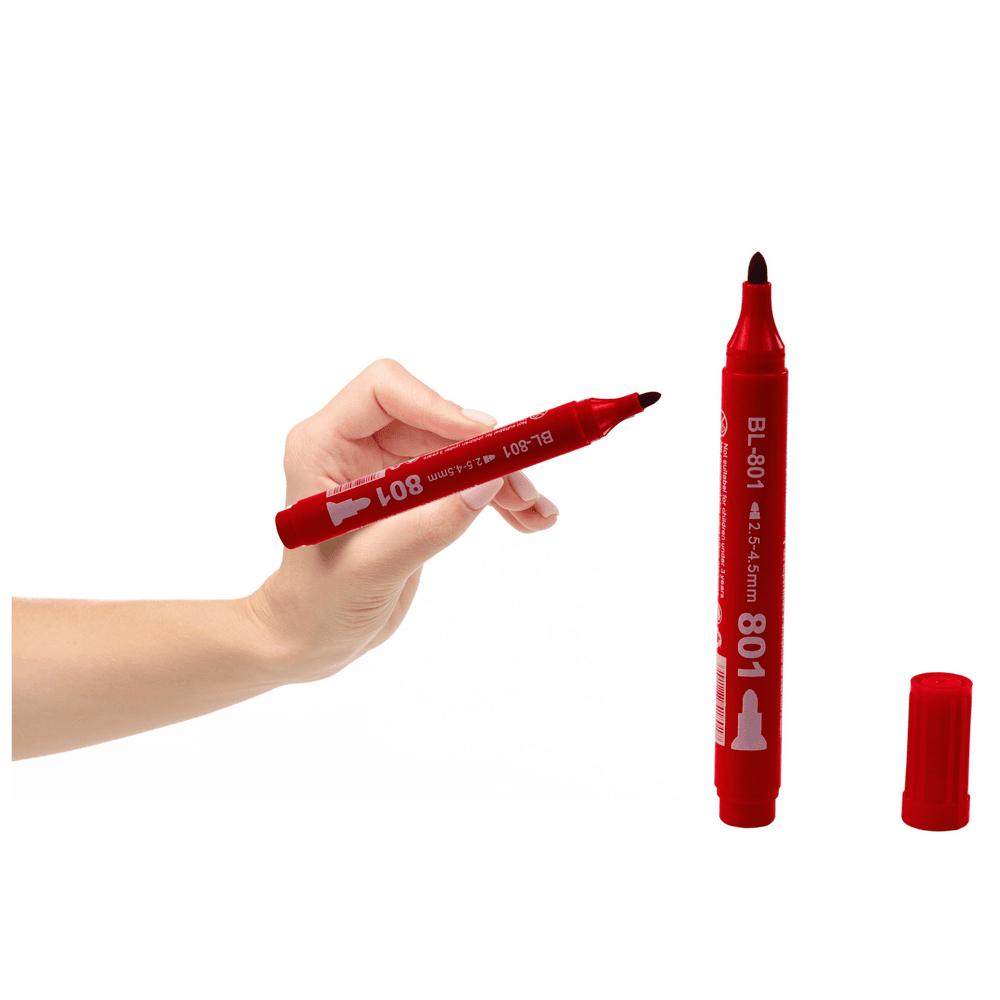 LEAN Permanentni marker, rdeči, vodoodporen, 2,5-4,5 mm 3