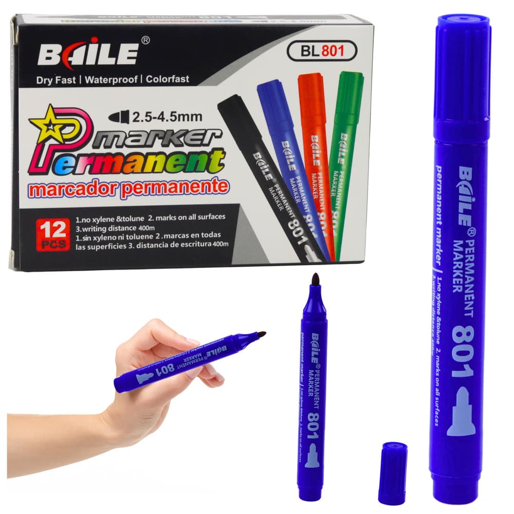 LEAN Permanentni marker, modri, vodoodporen, 2,5-4,5 mm
