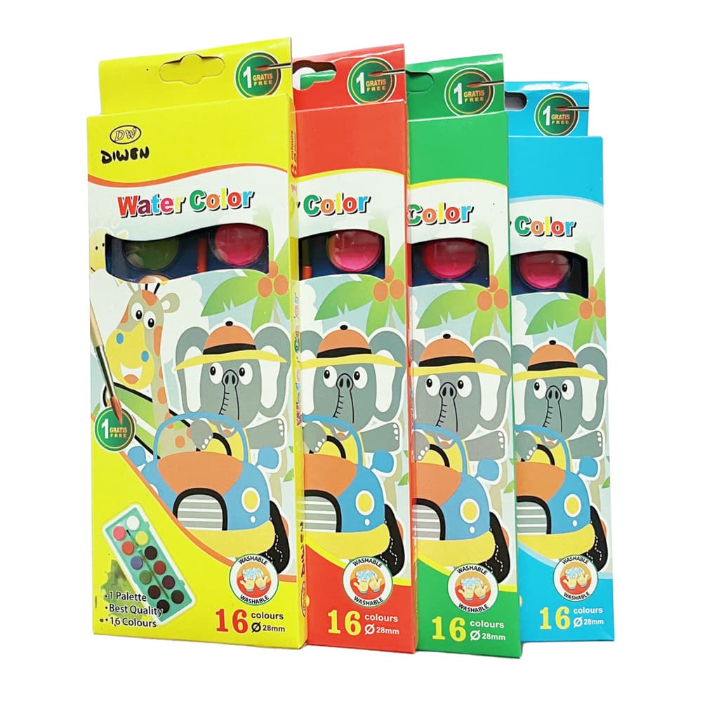 Set akvarelnih barvic LEAN, 16 barv s čopičem 3