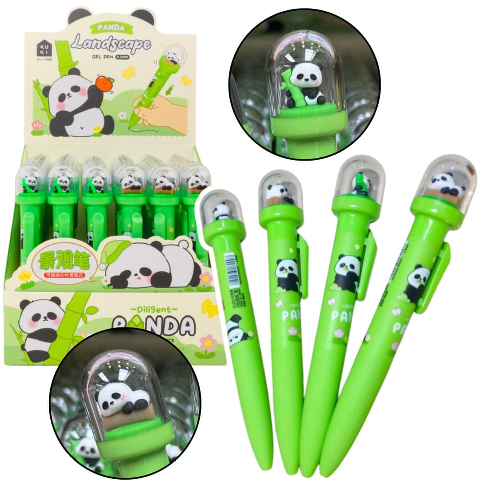 Gel nalivno pero LEAN Panda v kupoli, modri vložek 0.5mm