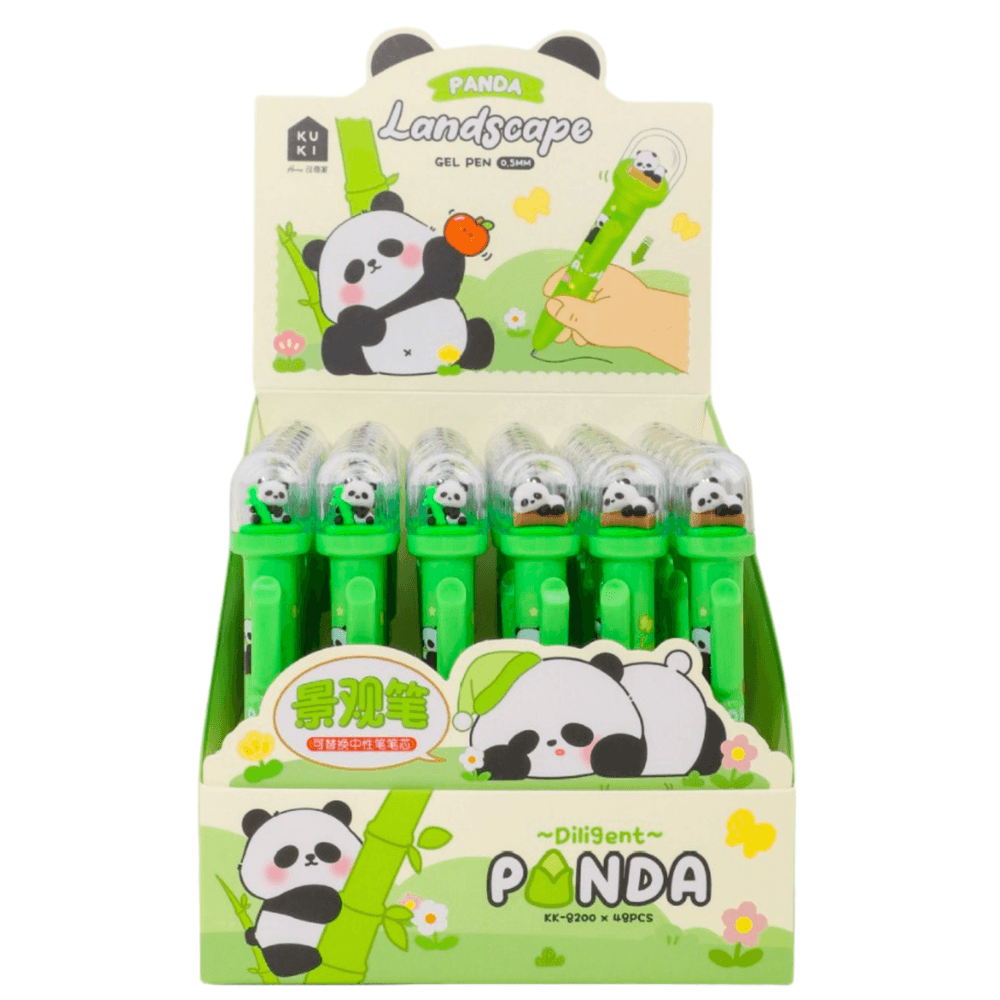 Gel nalivno pero LEAN Panda v kupoli, modri vložek 0.5mm 3