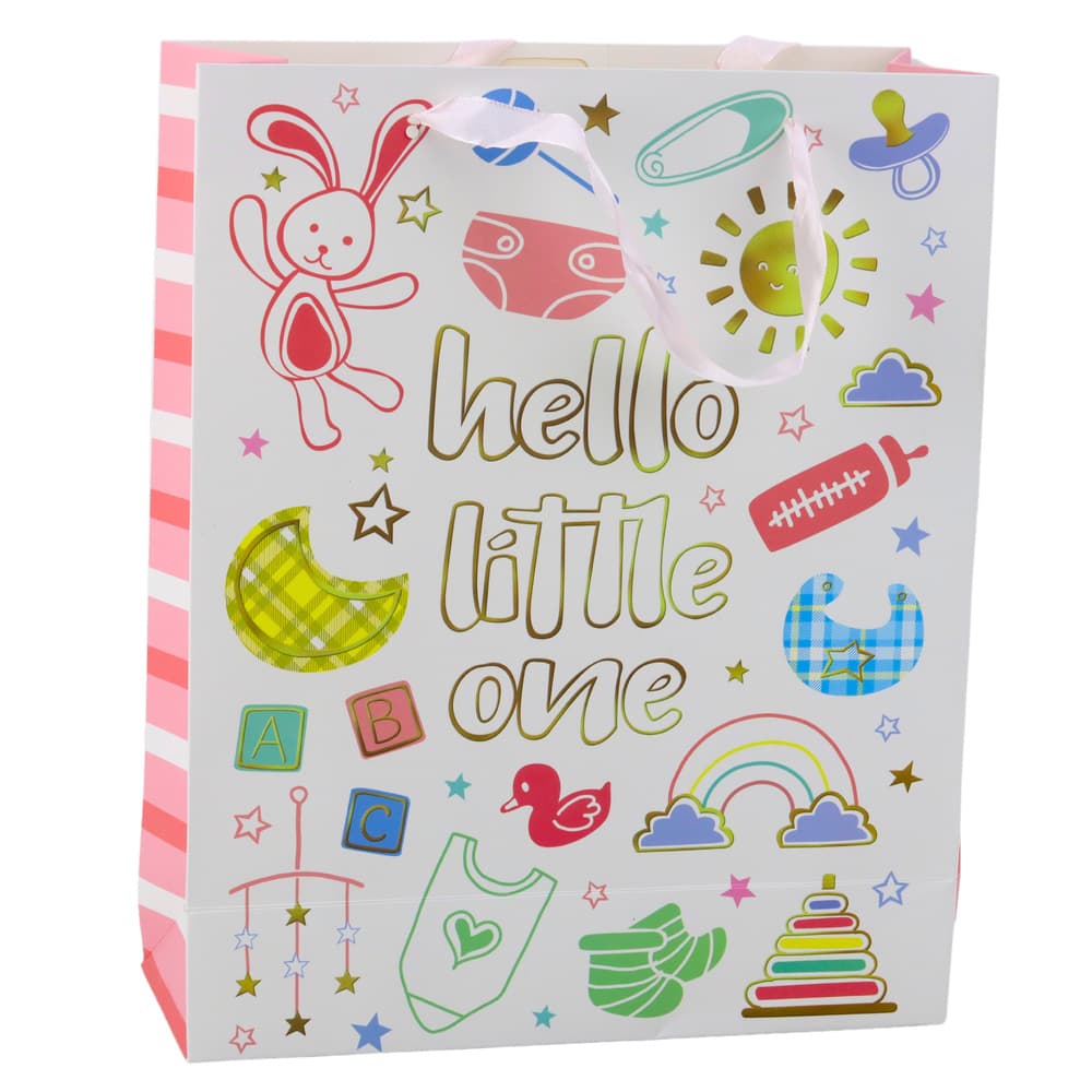 LEAN Darilna vrečka za novorojenčka 'Hello Little One', 32 x 26 x 10 cm