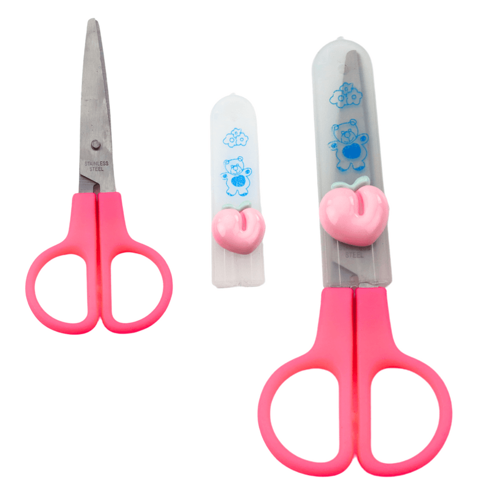 LEAN Škarje šolske obojeročne z zaščitno prevleko, 12 cm 2