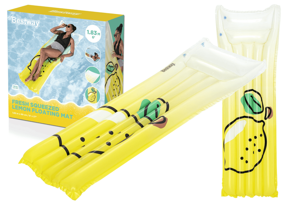 Plavalni materac z vgrajeno blazino Bestway Citron 183x69 cm