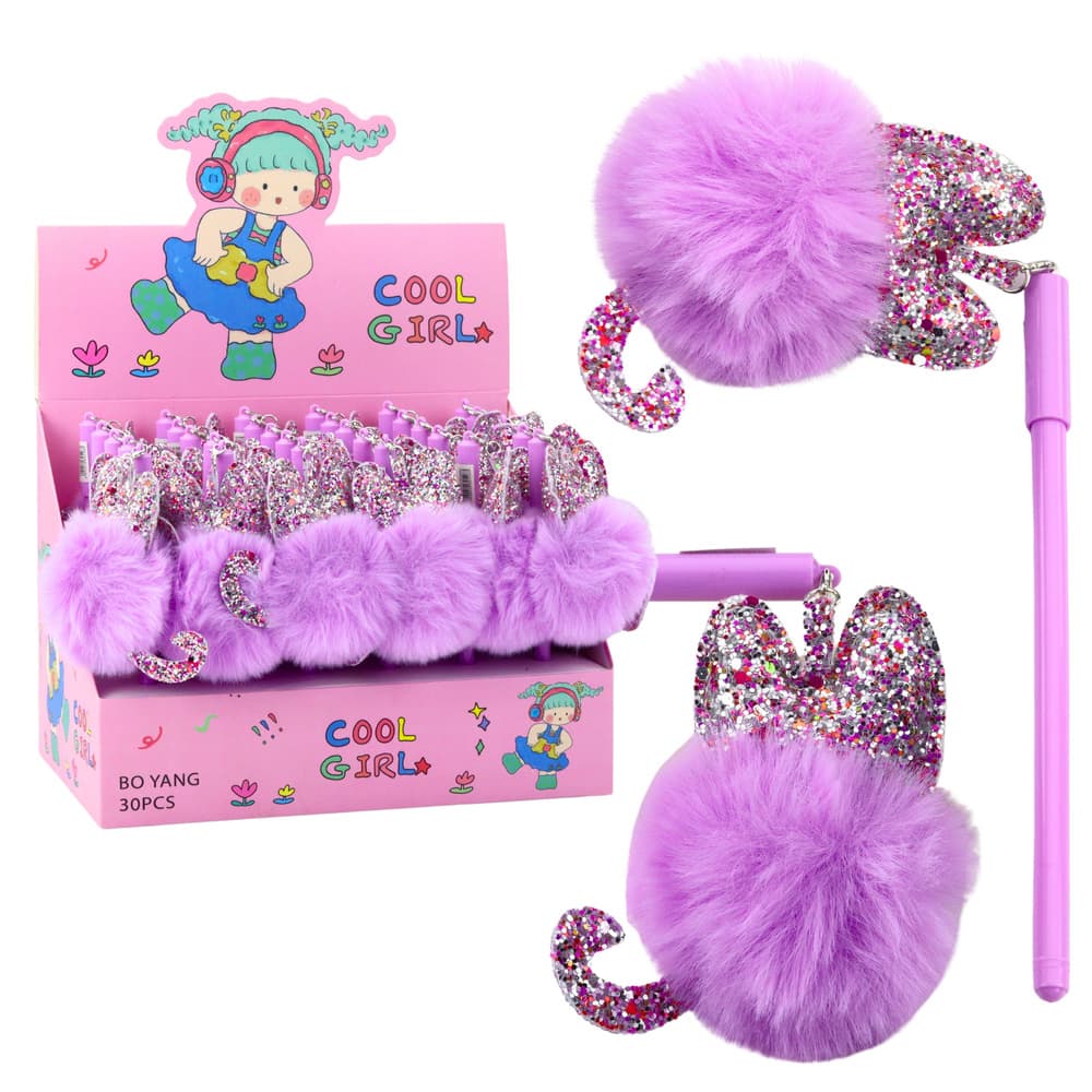 Gel pisalo LEAN Setyk Fialový Pompon, modri tuš, 17cm