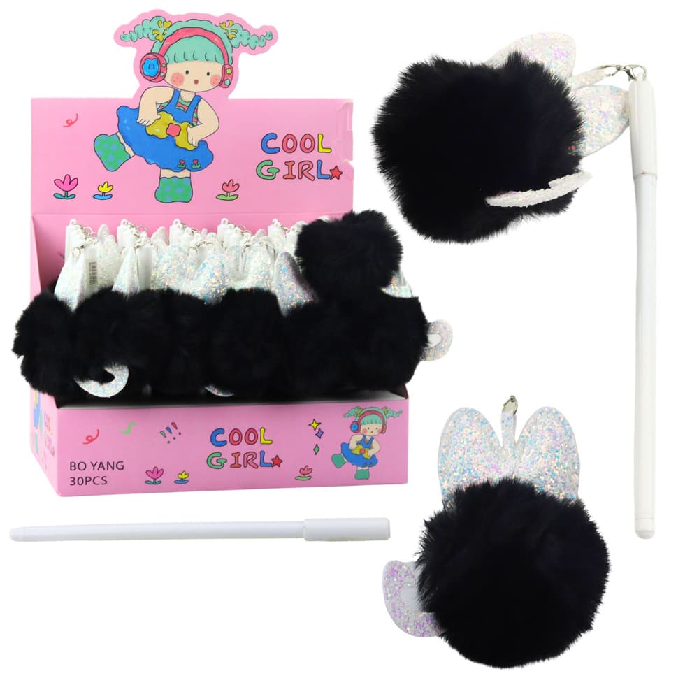 Gel pisalo LEAN Vtič Črn Pompon, modri tuš, 17cm