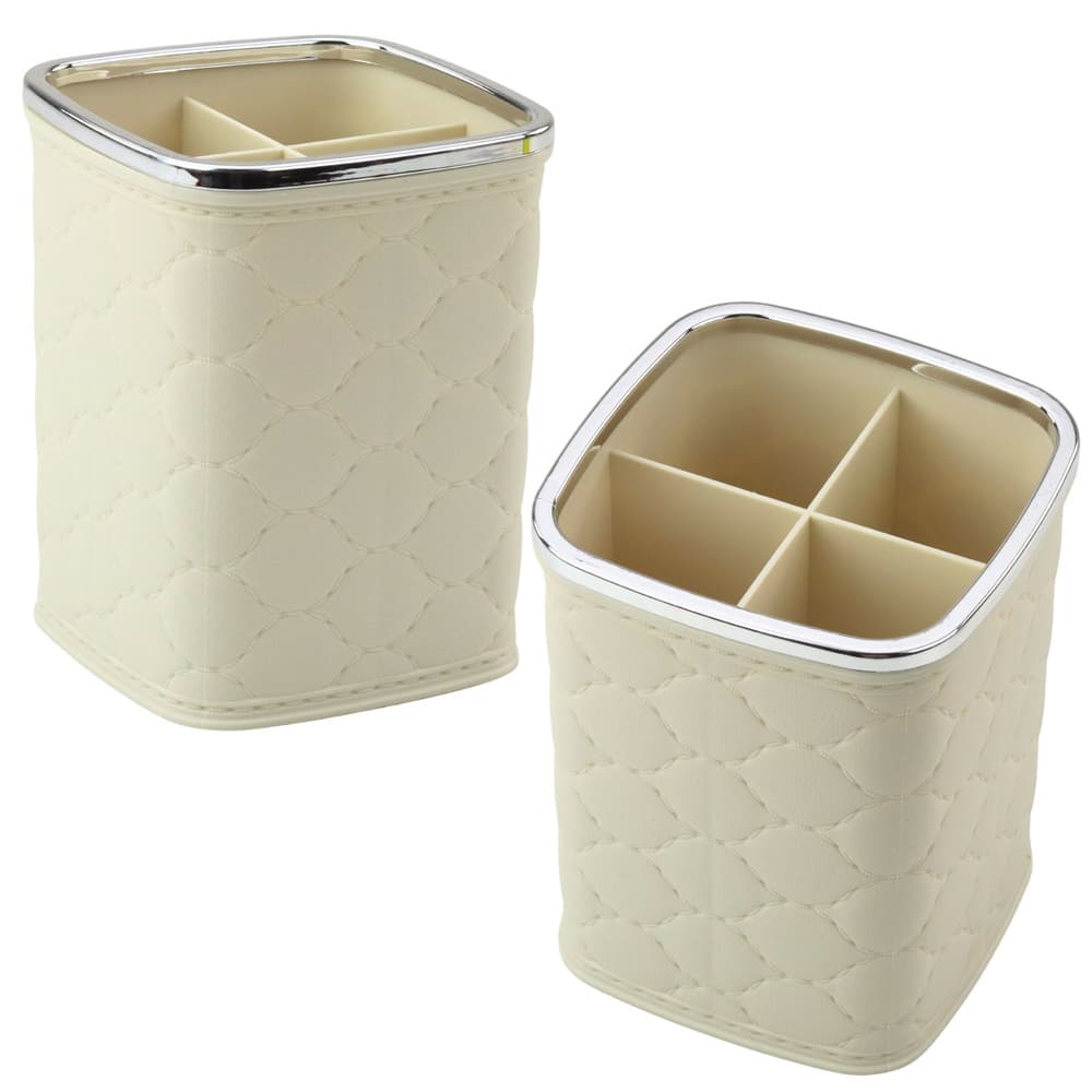 Organizator za čopiče LEAN, 4 predelki, bel - 12 x 9,5 cm