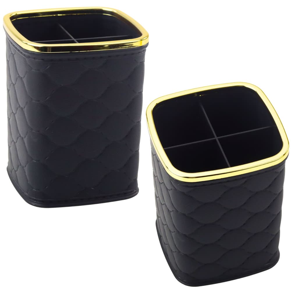 Organizator za čopiče LEAN, 4 predelki, črn - 12 x 9,5 cm
