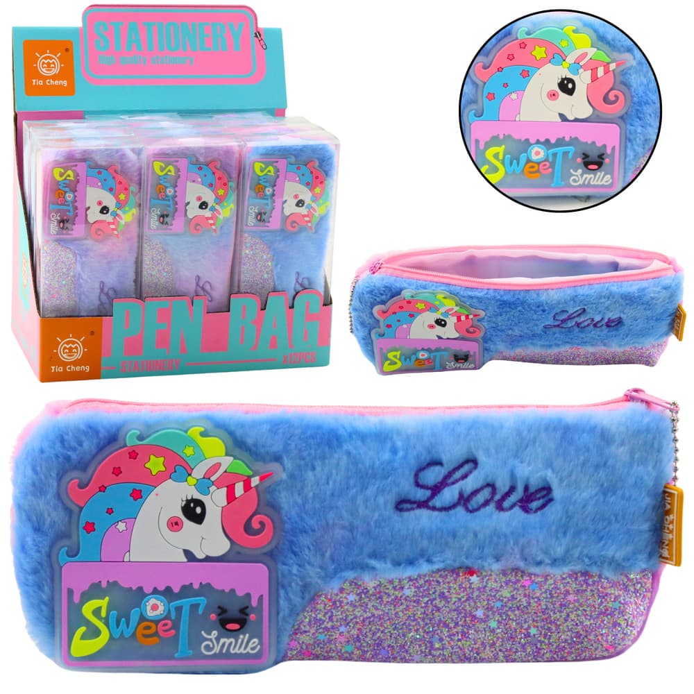 Plush peresnica z enorogom, sijoči elementi, modri enorog