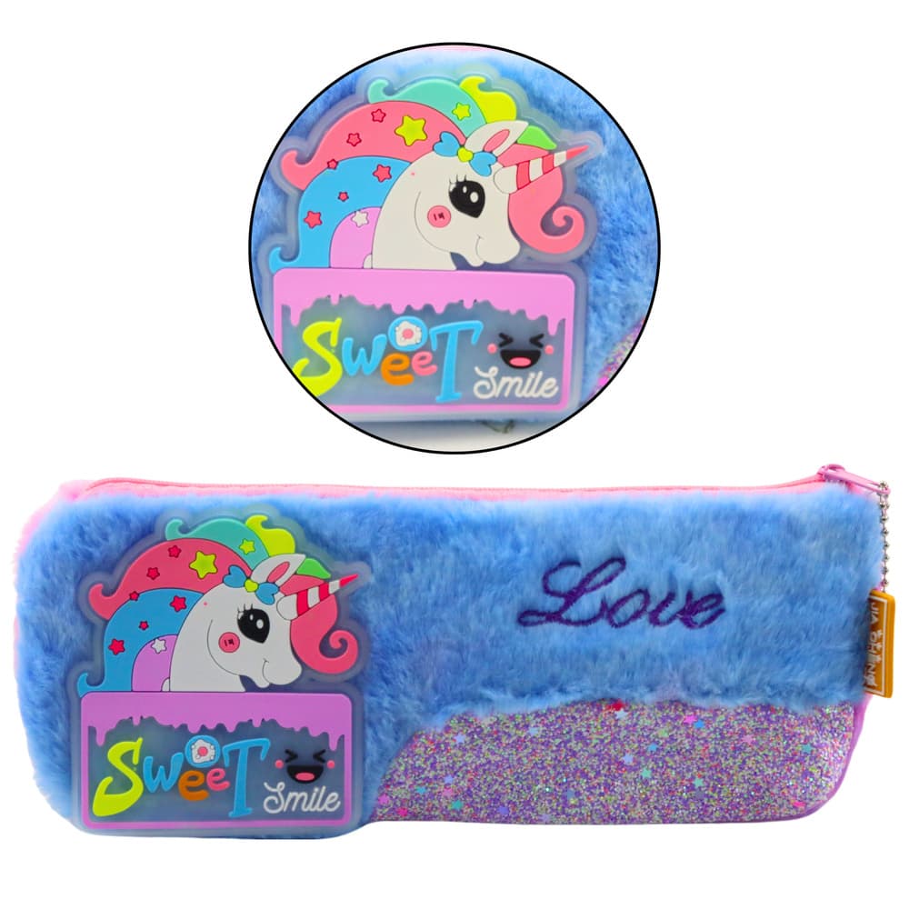 Plush peresnica z enorogom, sijoči elementi, modri enorog 3