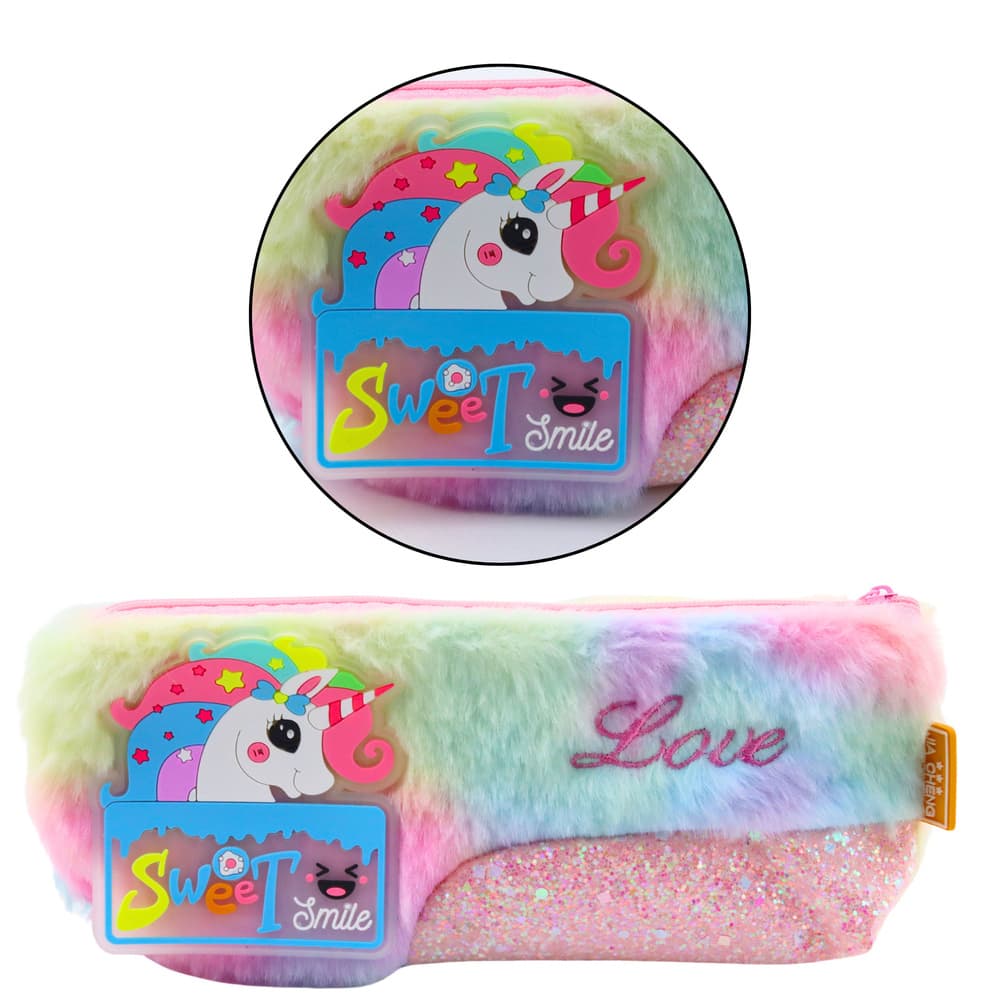 Plush peresnica z enorogom, sijoči elementi, pisani enorog 3