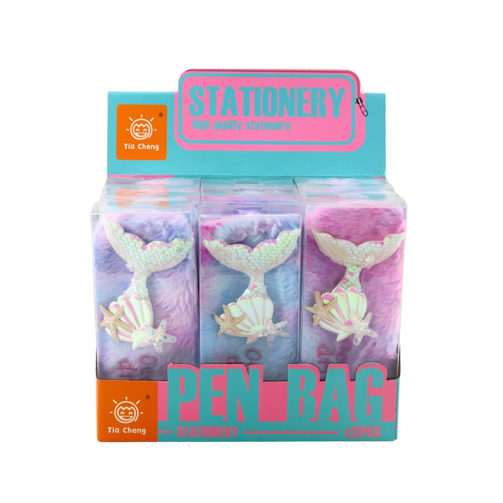 Plišasti peresnik LEAN s sirenskim repom, bleščice, pastelne barve 3