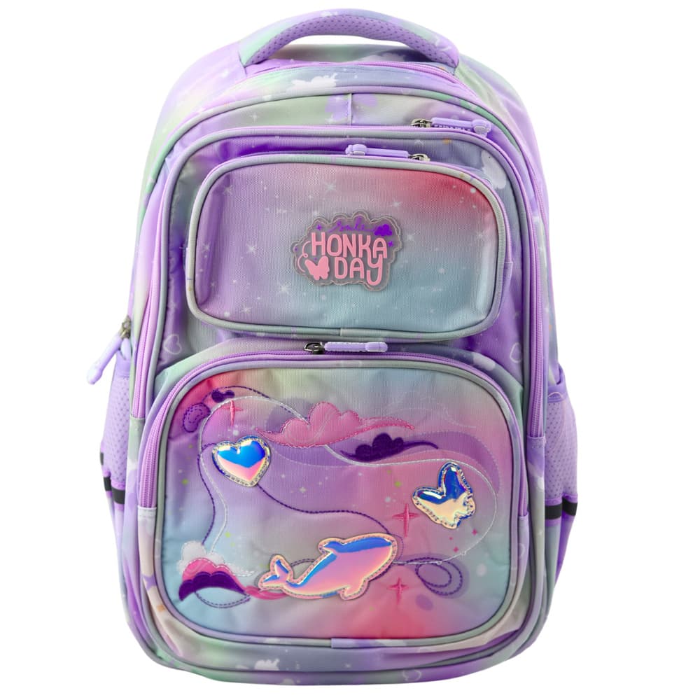 Šolski nahrbtnik LEAN Samorog in srce, prsni pas, pastelni, 20L