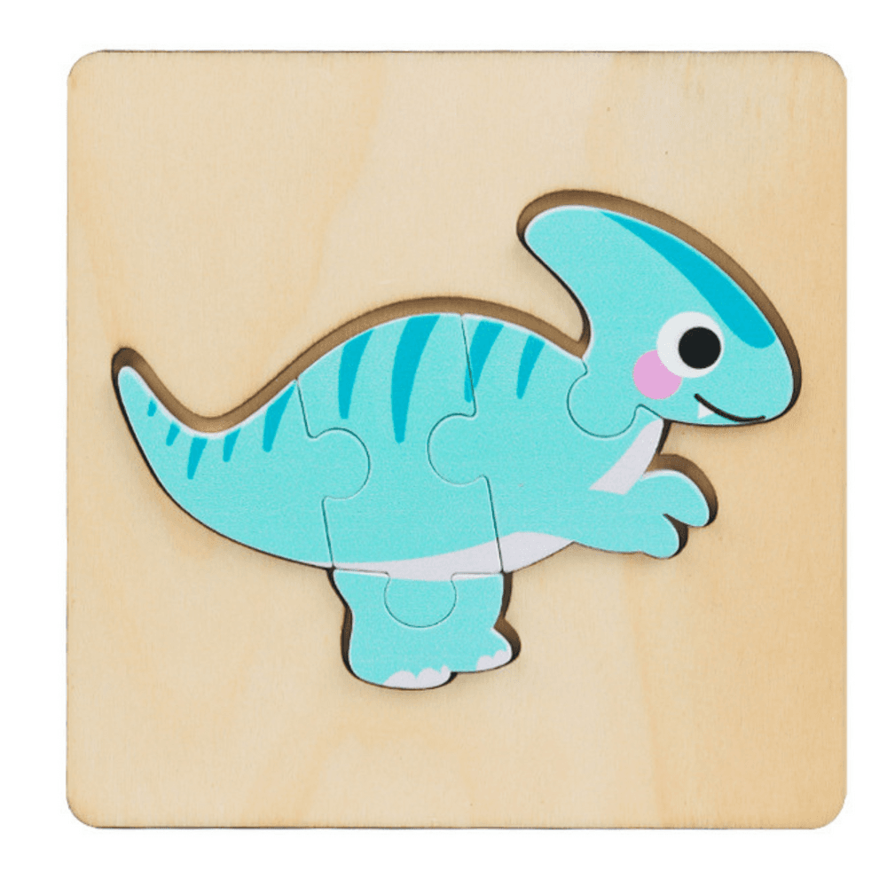 Lesena sestavljanka, puzzle dinozavri, 11x11 cm (mešano) 3
