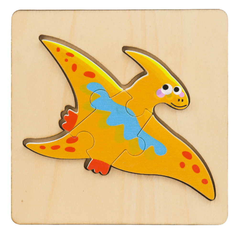 Lesena sestavljanka, puzzle dinozavri, 11x11 cm (mešano) 4