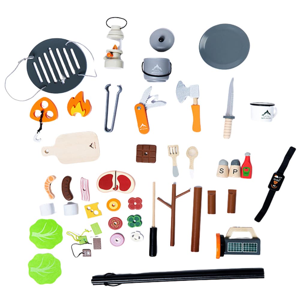 Leseni set za kampiranje LEAN TOYS, ogenj, dodatki (45 delov) 3