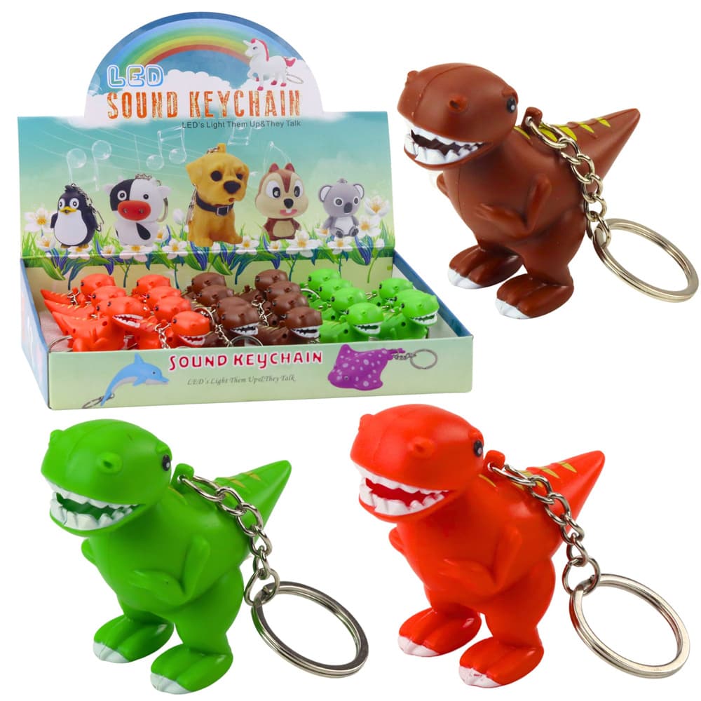 Brelok Dinozaver LED z zvokom, zelena, mini svetilka