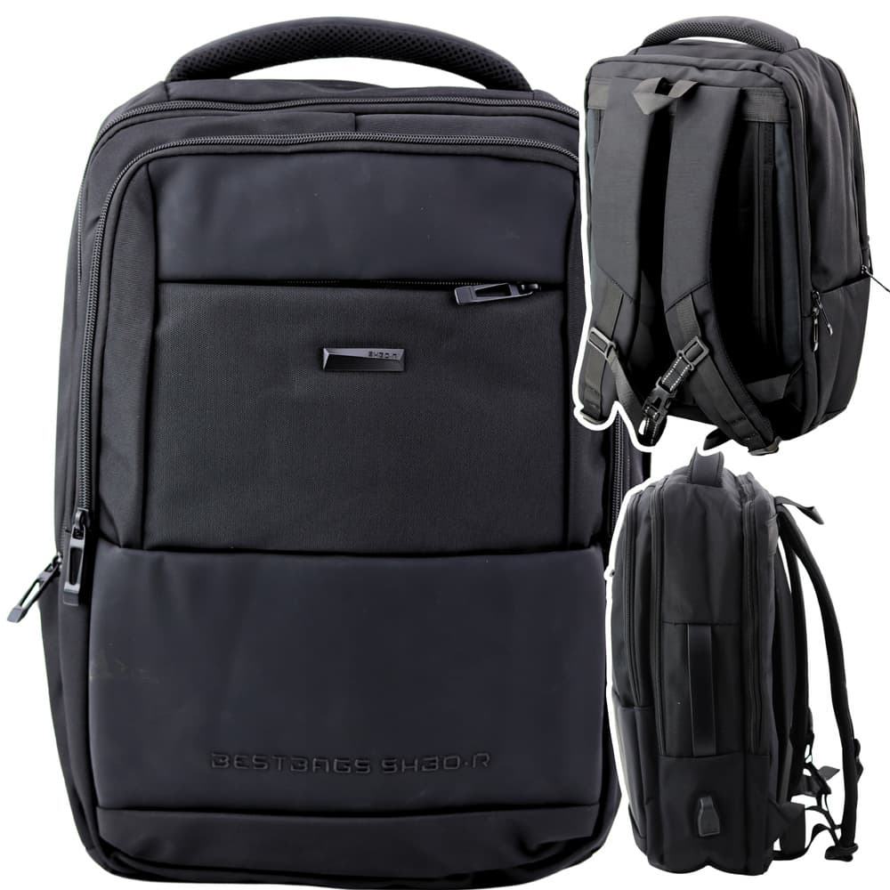Mestni/poslovni nahrbtnik LEAN z USB, prsni pas, črn, 26L 4