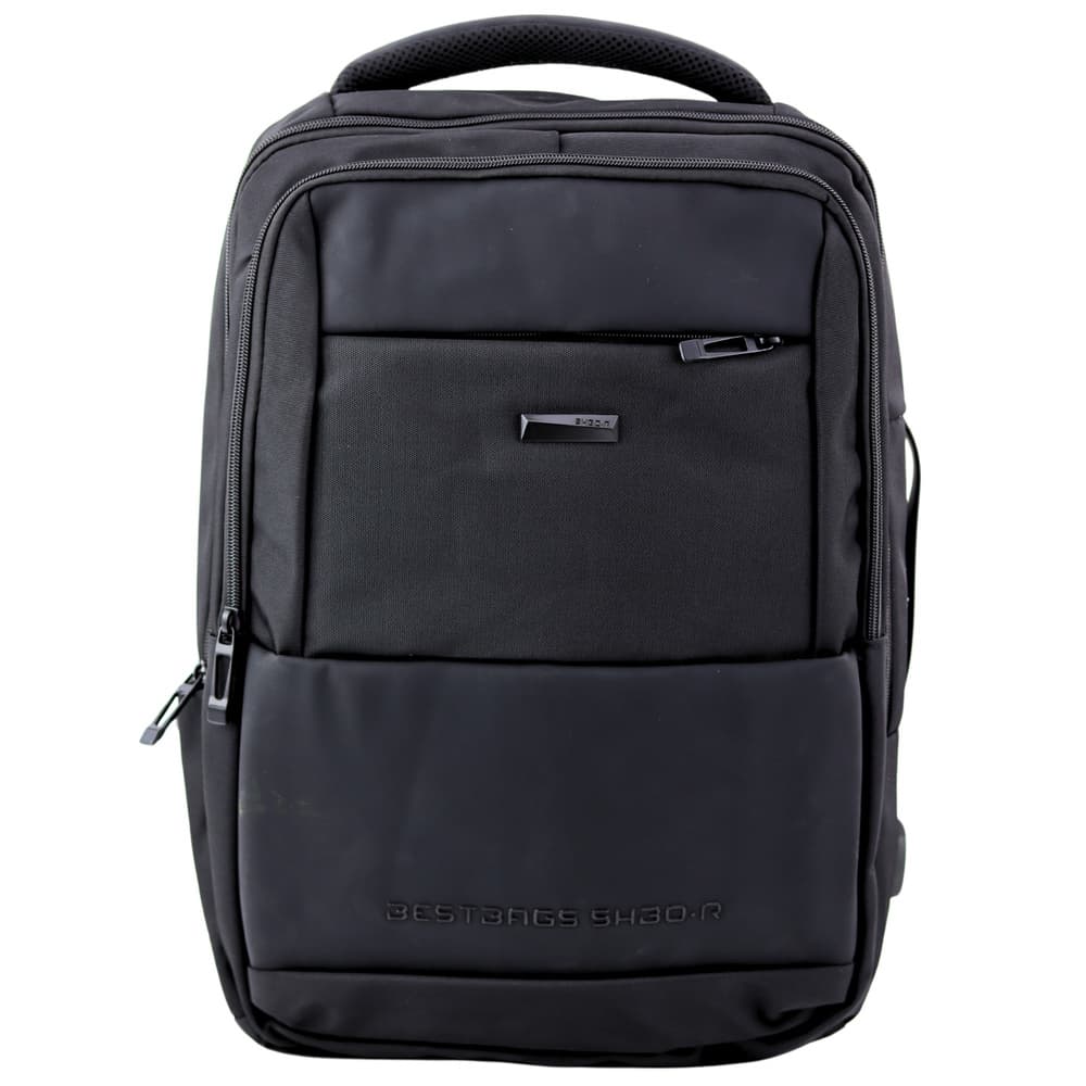Mestni/poslovni nahrbtnik LEAN z USB, prsni pas, črn, 26L