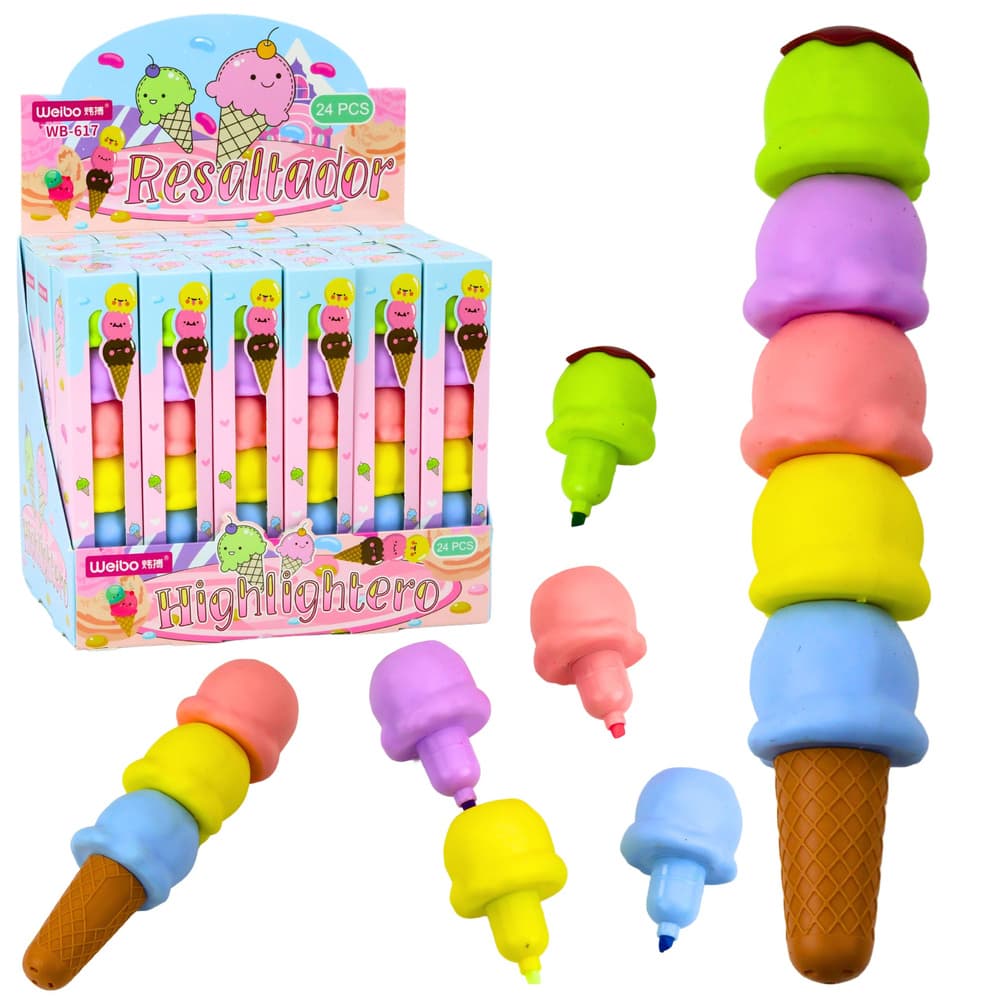 Pisalo v obliki sladoleda, pastelne barve, 5/set