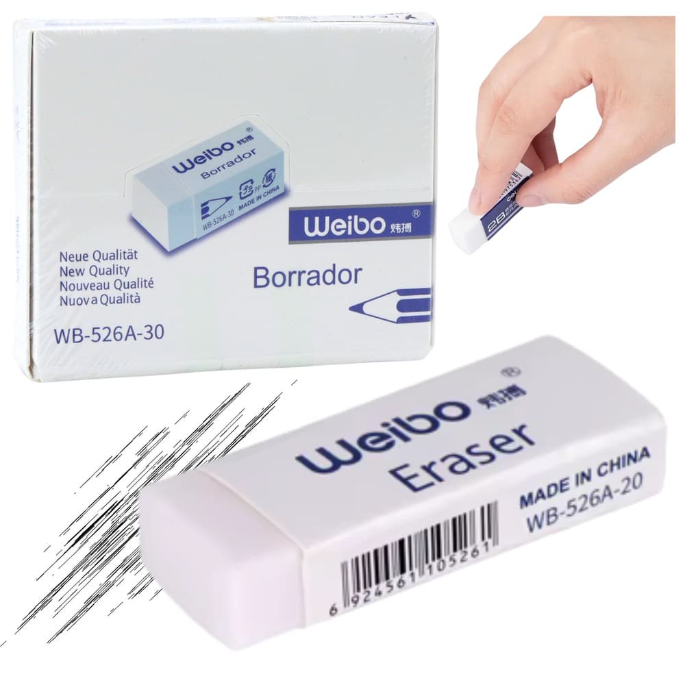 Radirka bela šolska/pisarniška LEAN WB-526A -30 4cm