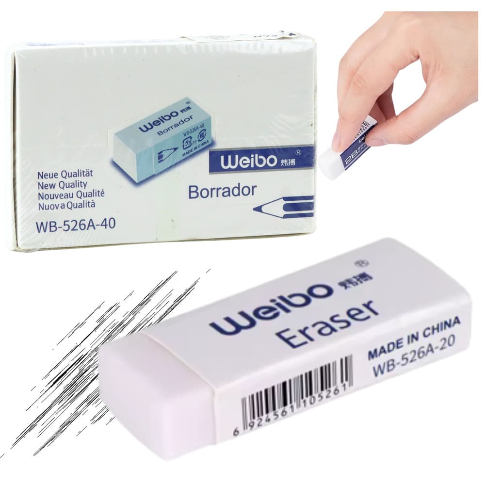 Radirka bela šolska/pisarniška LEAN WB-526A-40 3,5cm