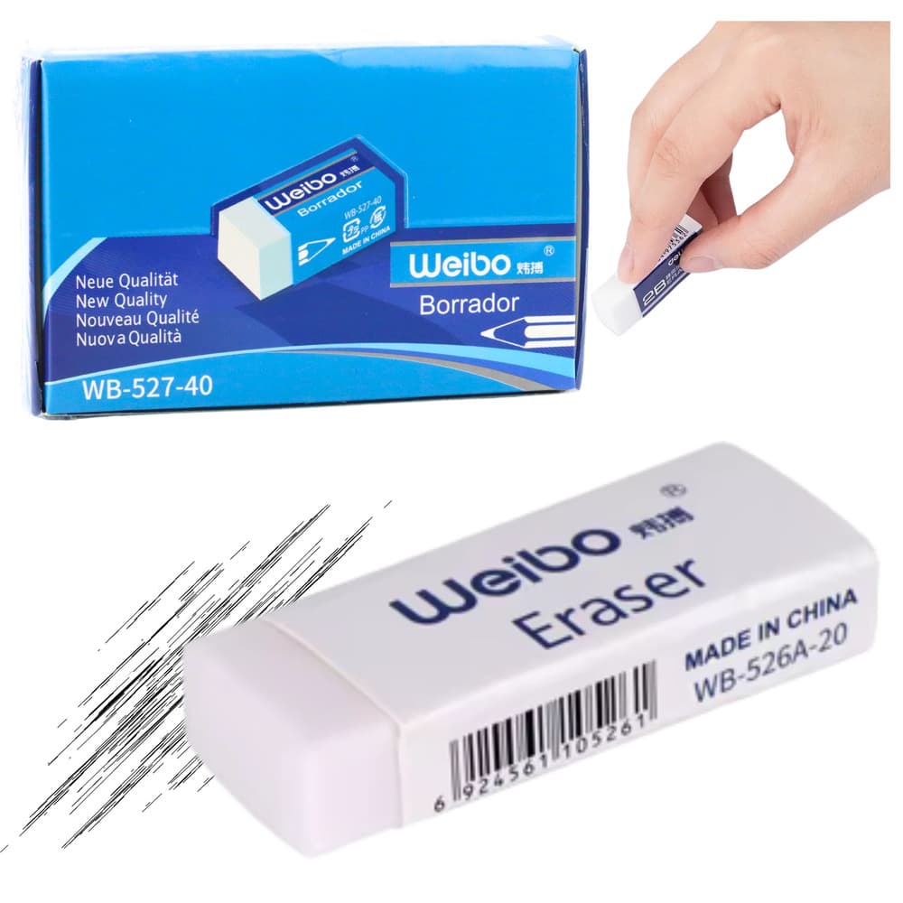 Gumica za brisanje LEAN WB-527-40, bela - 3,5 cm