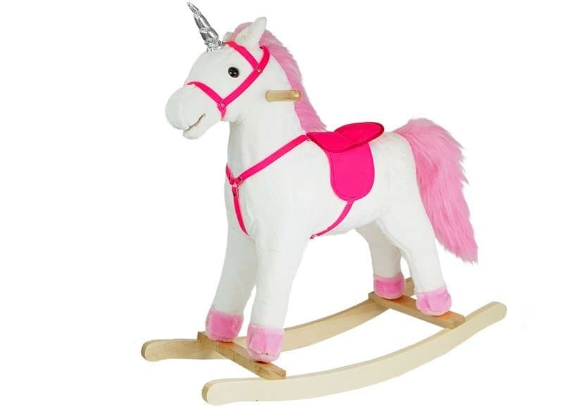 Konjiček na biegunih s zvoki - beli enorožec, 74 cm 2
