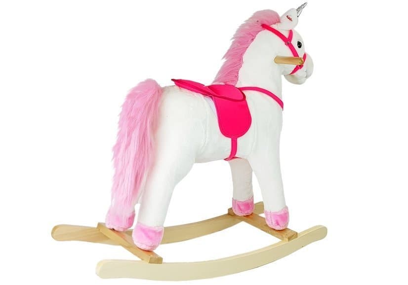 Konjiček na biegunih s zvoki - beli enorožec, 74 cm 3