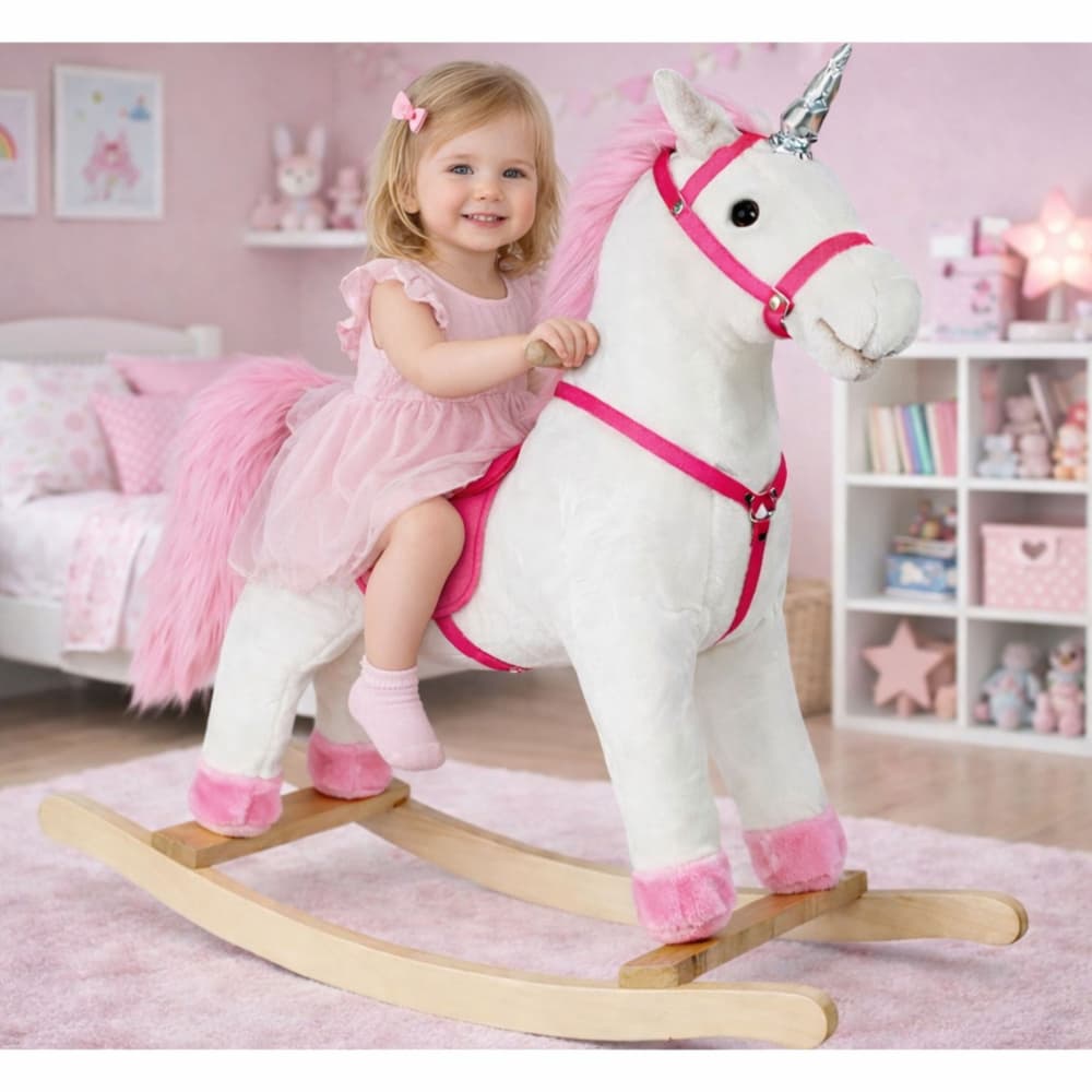 Konjiček na biegunih s zvoki - beli enorožec, 74 cm 7
