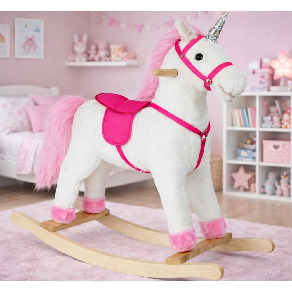 Konjiček na biegunih s zvoki - beli enorožec, 74 cm 8