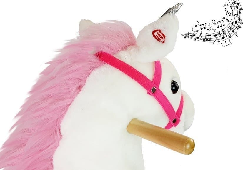 Konjiček na biegunih s zvoki - beli enorožec, 74 cm 5