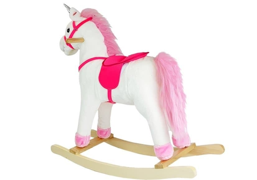 Konjiček na biegunih s zvoki - beli enorožec, 74 cm 4