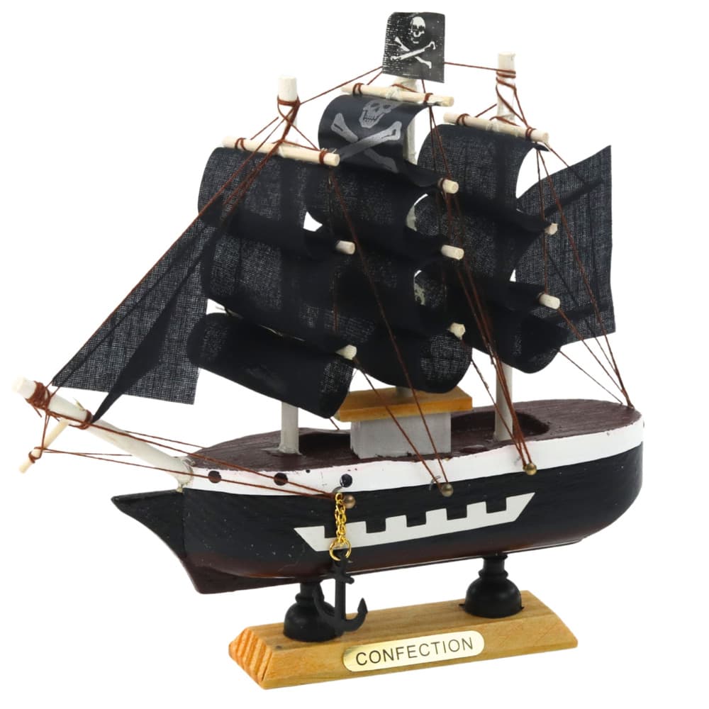 LEAN TOYS piratski ladja model, črn, 16x15 cm 2
