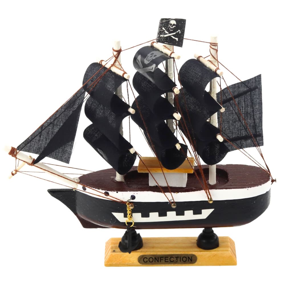 LEAN TOYS piratski ladja model, črn, 16x15 cm 3