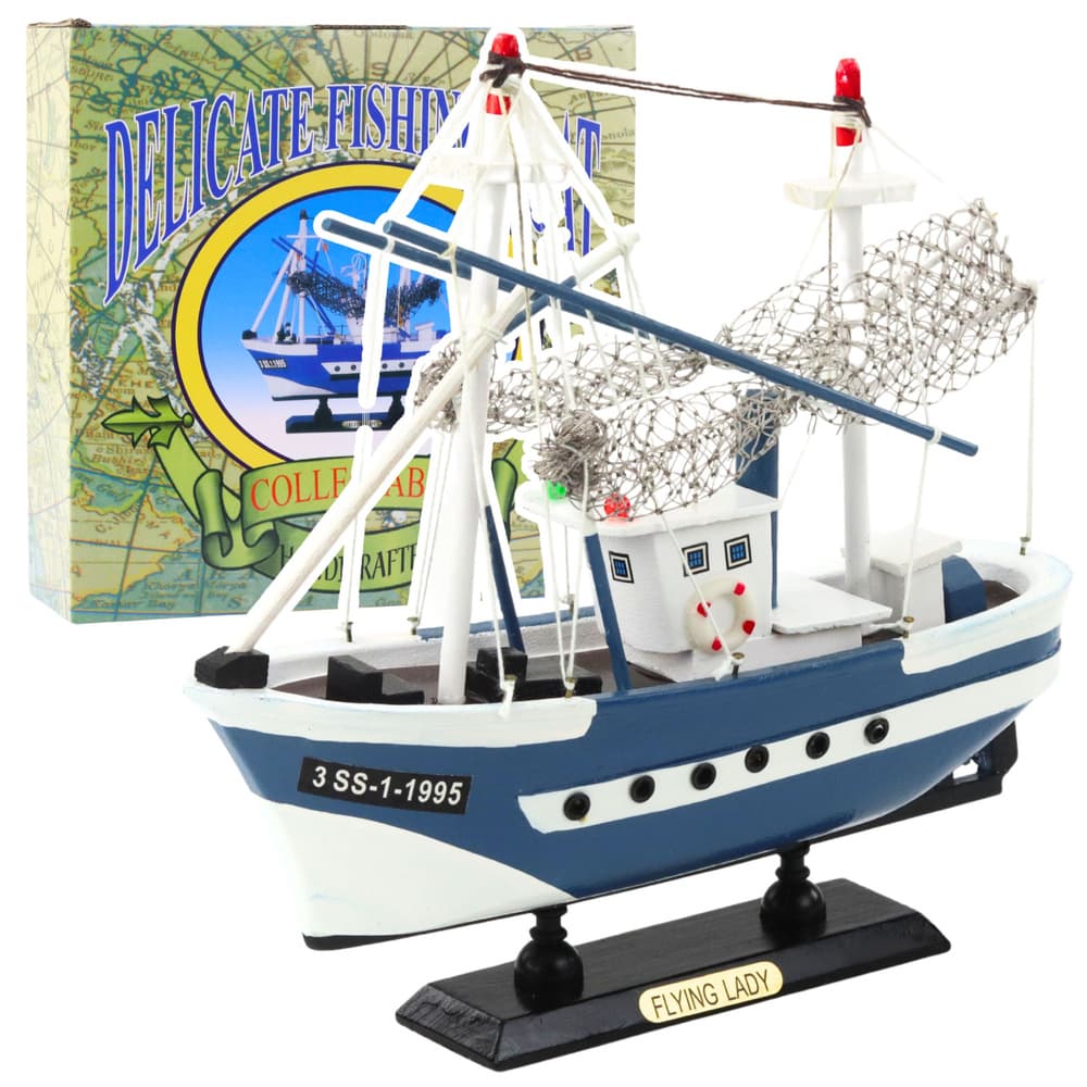 LEAN TOYS model ribiške koče Flying Lady, modra, 24x23 cm