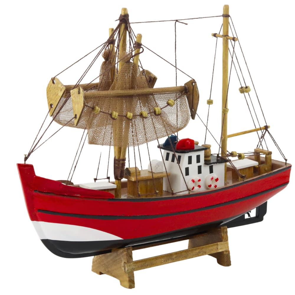 LEAN TOYS model ribiške ladje, rdeč, 30x26.5 cm 2