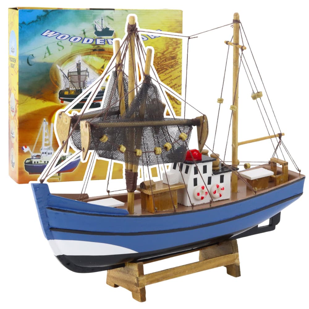 LEAN TOYS model ribiške ladje, moder, 30x26.5 cm