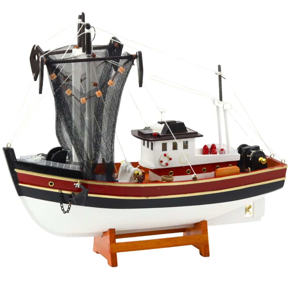 LEAN TOYS model ribiške ladje z mrežo, 38x31 cm