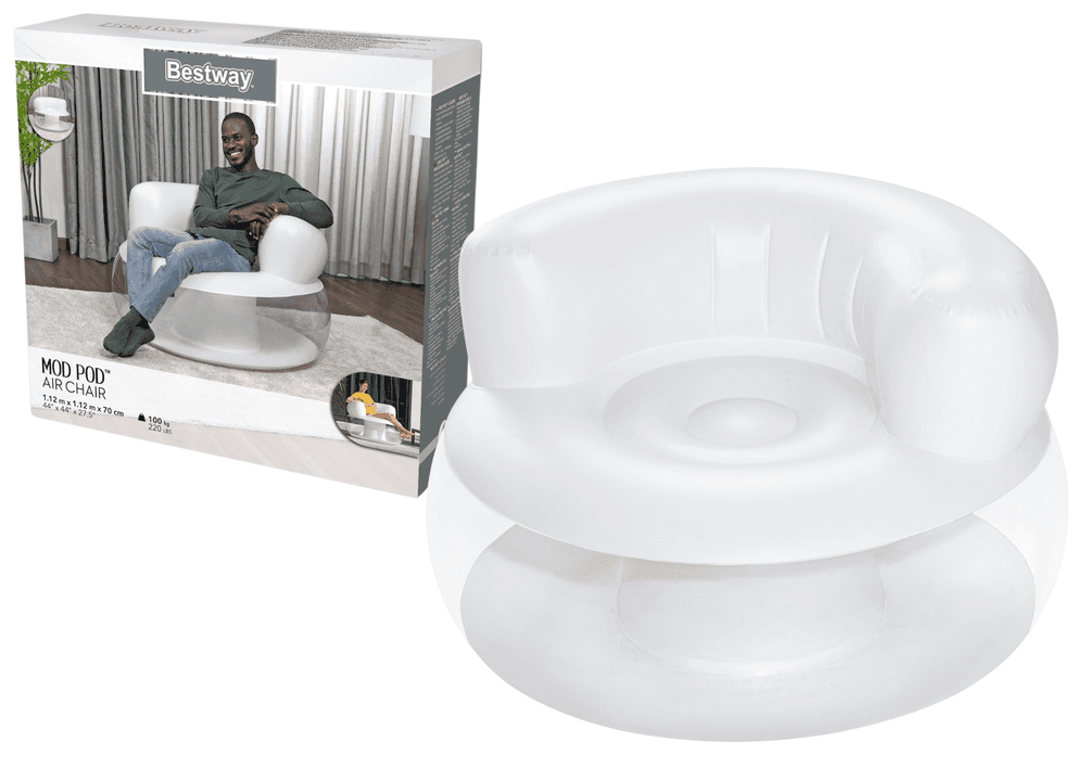 Napihljiv fotelj Bestway 112x112x70cm, Bela