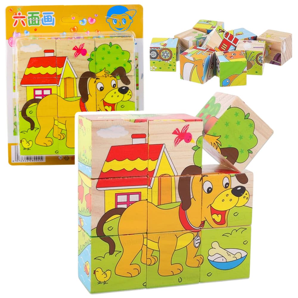 LEAN TOYS Lesena sestavljanka Farma - 6 slik živali